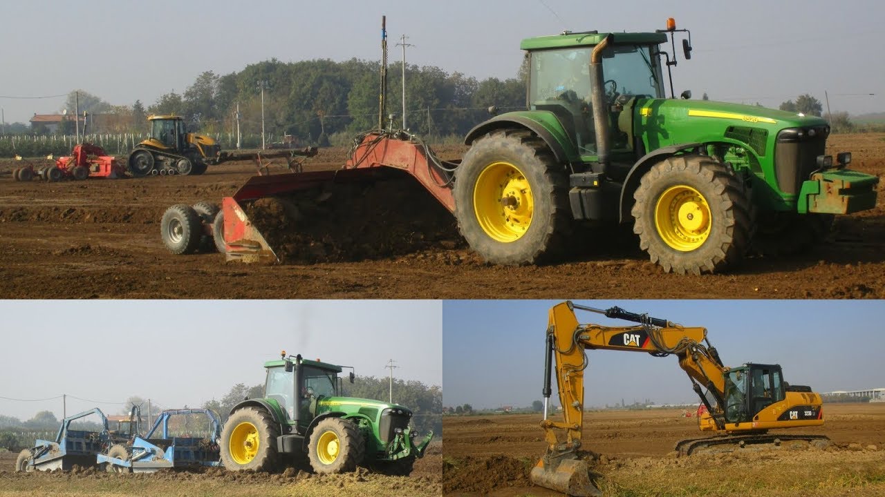 Livellatura Laser 2017: 2x John Deere 8520, Caterpillar 323D, Challenger MT 755 - Dal Maso