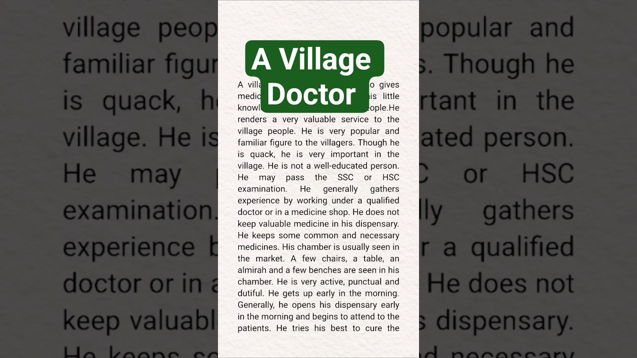 A Village Doctor paragraph | paragraph On A Village Doctor | Village Doctor paragraph