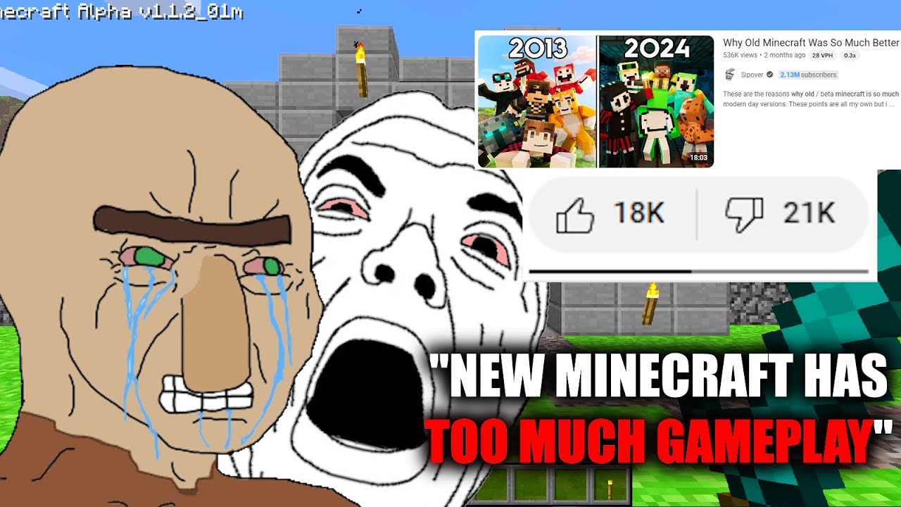 “Old Minecraft is better because it has LESS GAMEPLAY (pt 2)” Sipover’s video got even more Pathetic
