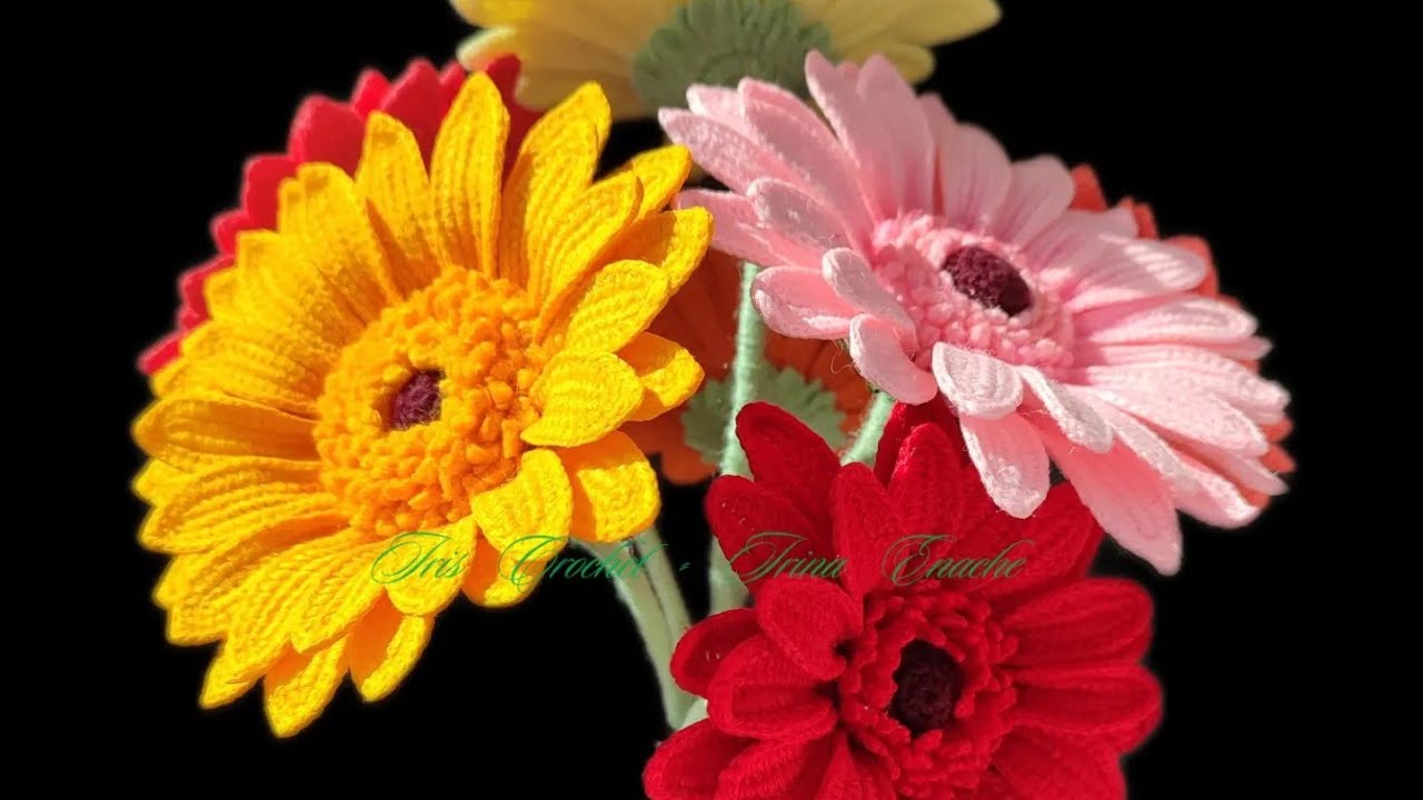How to crochet Gerbera flower/ Cum crosetam floare Gerbera