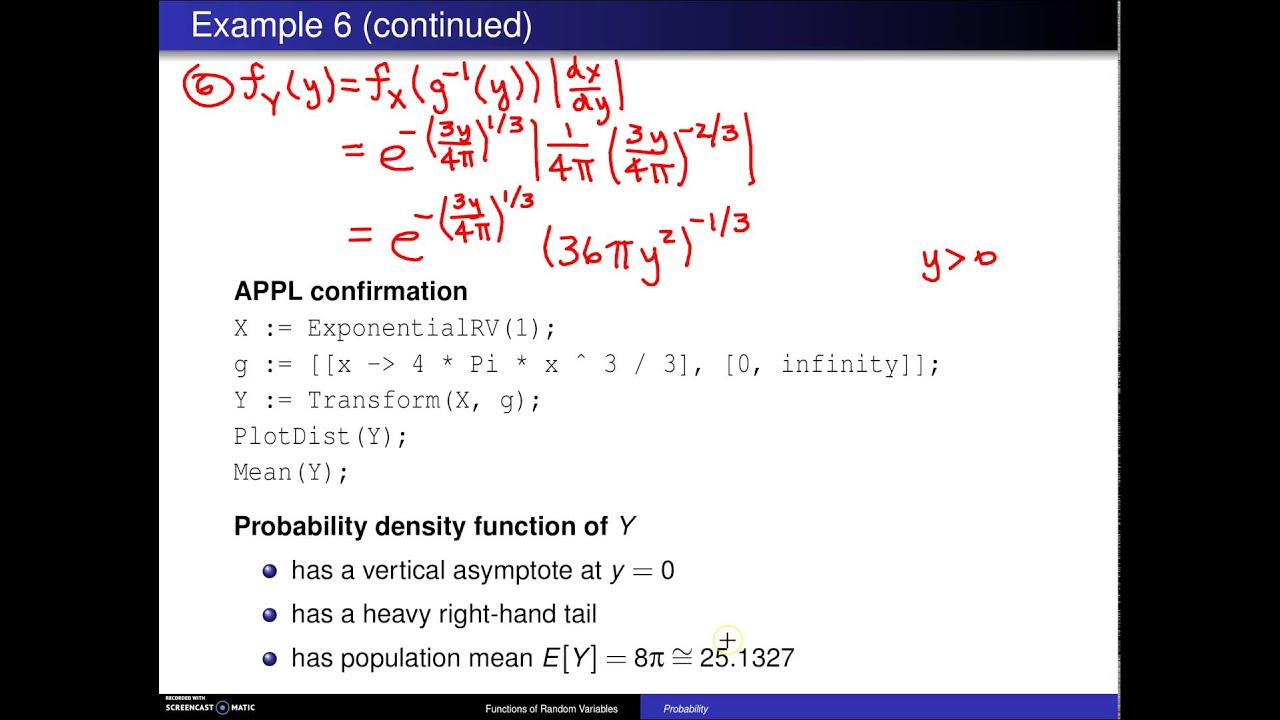 Transformation technique for continuous random variables -- Example  1