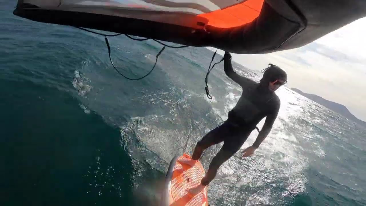 Downwind foliling at Almanarre beach near Hyères