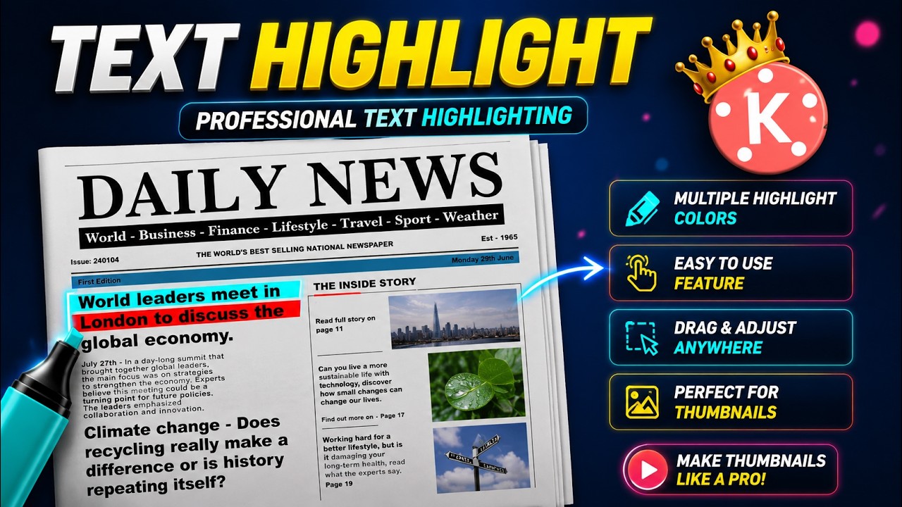 How to Highlight Text in KineMaster | Text Highlighting Tutorial |  paper, pdf  Text  Highlight edit
