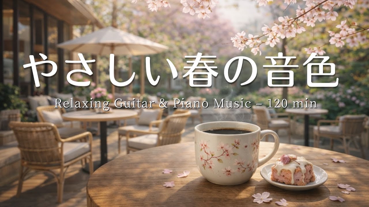 【癒し・作業用BGM】春の訪れを感じるカフェ音楽☕️🌸Vol.3| Relaxing Piano & Guitar – 120 min  やさしいギター＆ピアノのリラックス音楽｜集中・読書・勉強用