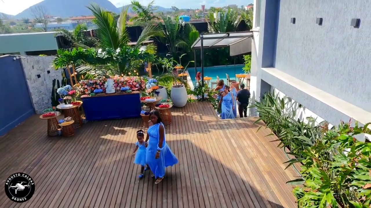 Dji Neo invade festa de casamento em dia de vento forte.