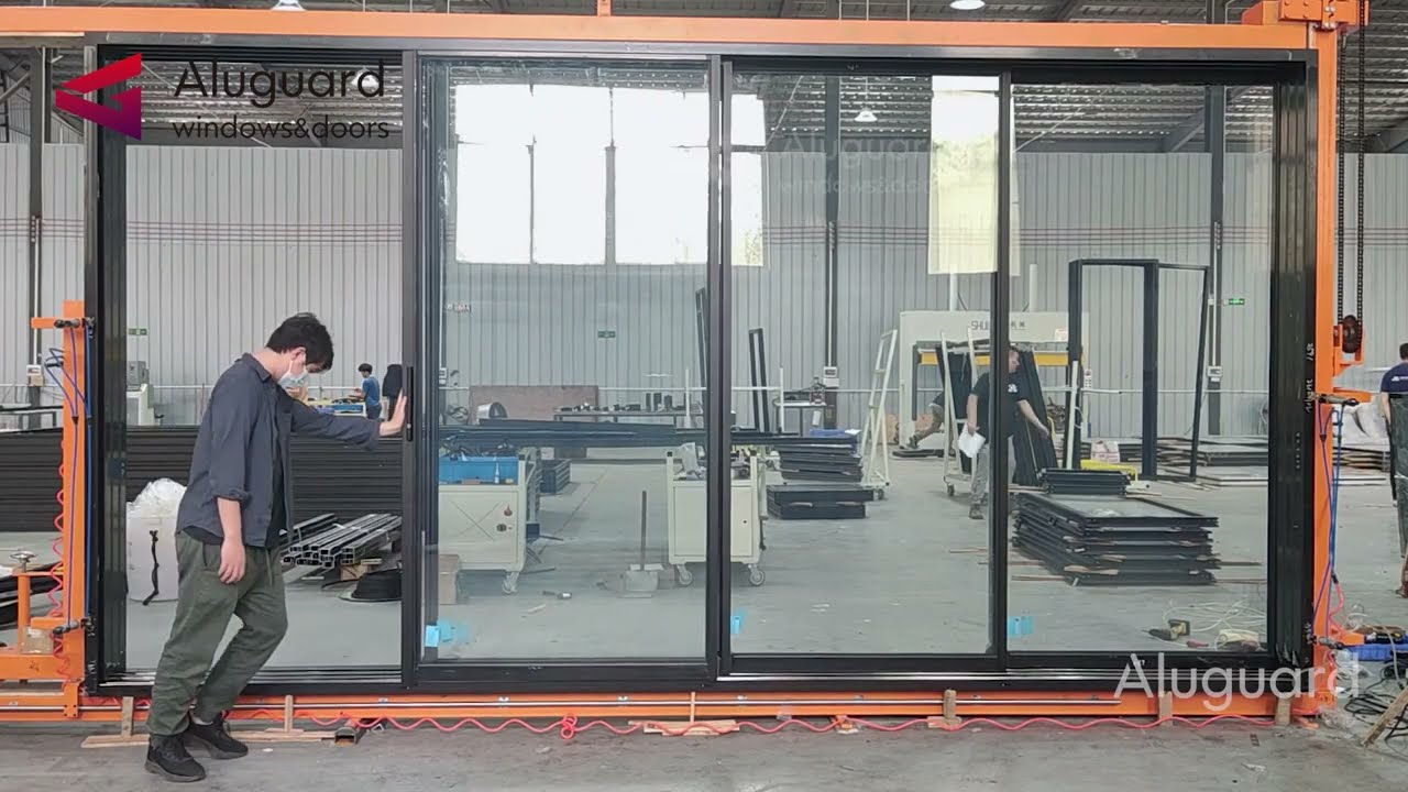 4 panel slim aluminum frame patio sliding door