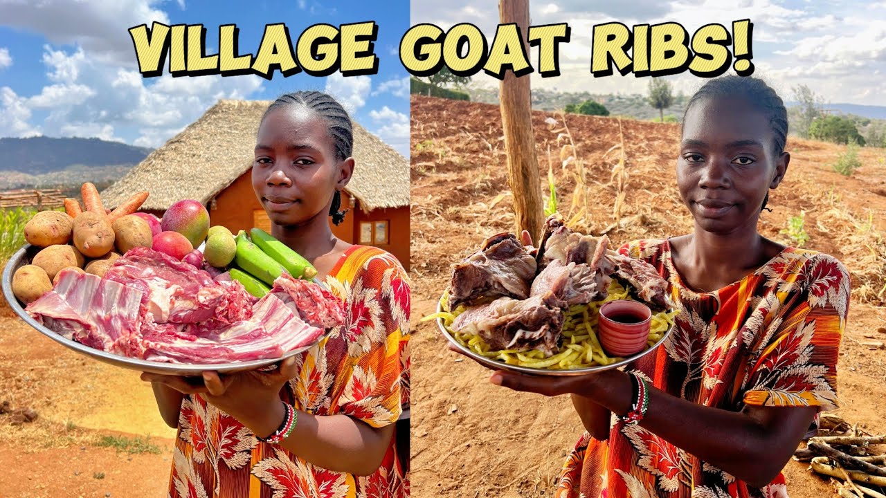 🔥 Cooking Mouthwatering GOAT RIBS! (Traditional African Village Recipe)