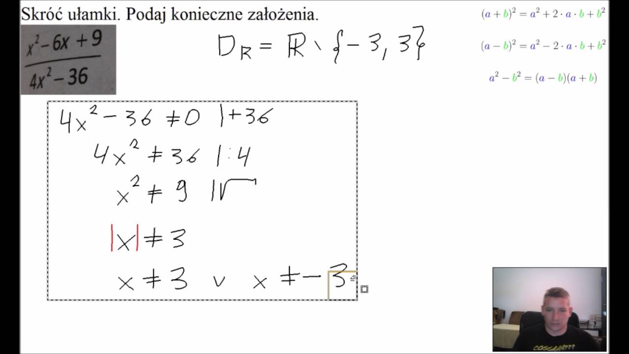 Ułamki algebraiczne  Skróć ułamek  Podaj konieczne założenia  2