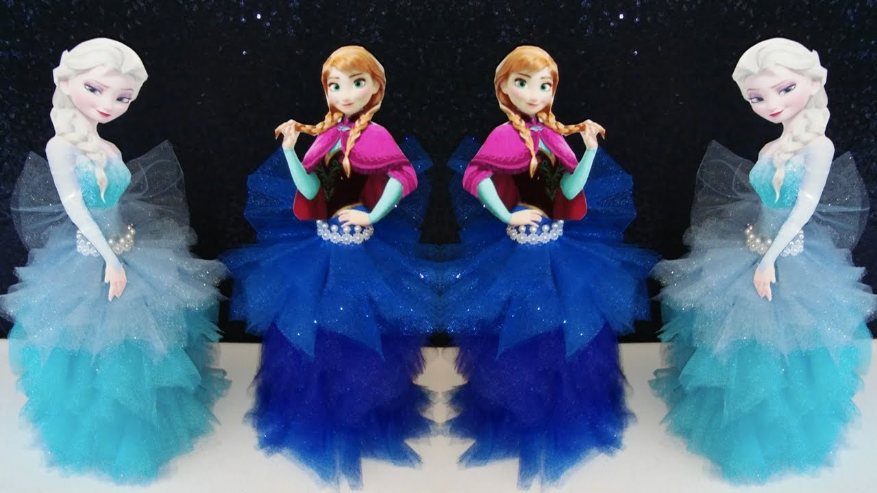 Decoracion de Anna y Elsa de Frozen con botella de plastico