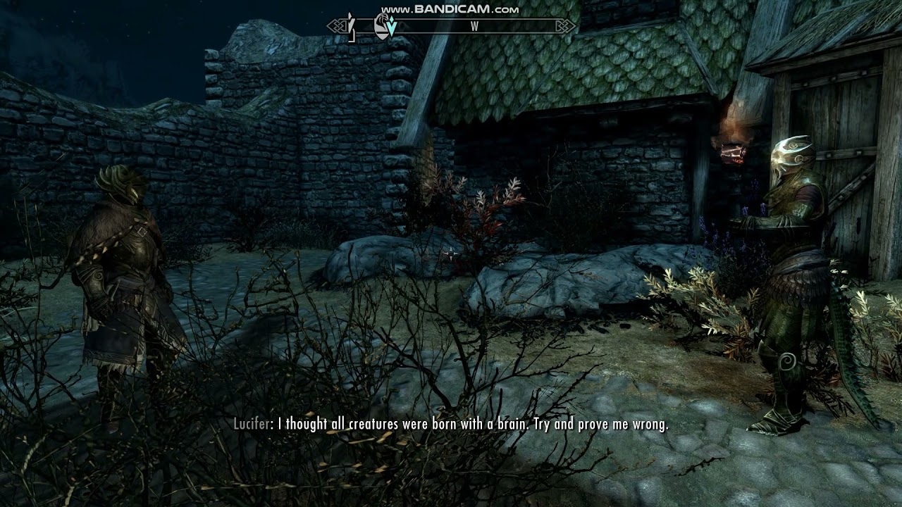 SkyrimSE Nebarra questions Lucifer about his accent