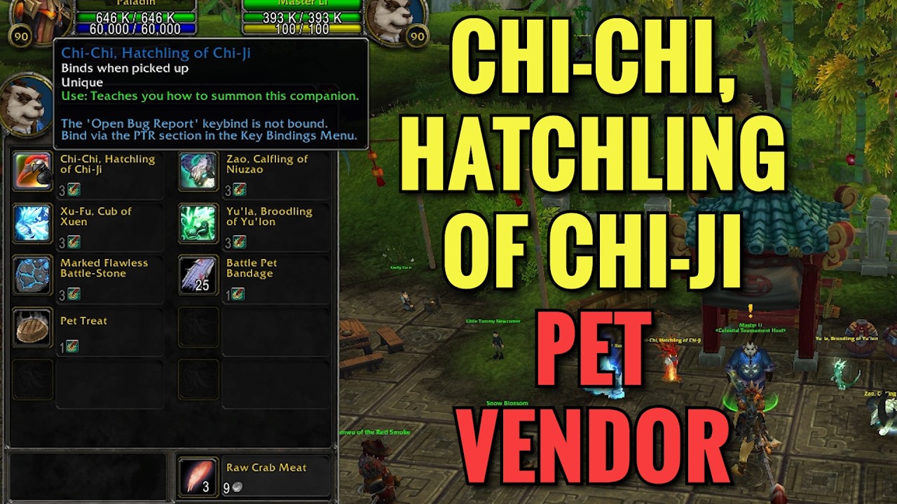 Chi-Chi, Hatchling Of Chi-Ji Pet Vendor Location (WoW MOP)
