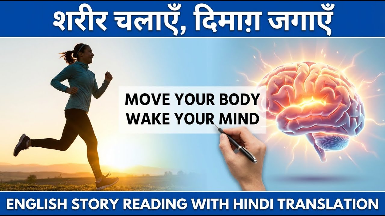 शरीर को चलाएँ, दिमाग़ जगाएँ English Speaking Practice for Beginners | English Story with Translation