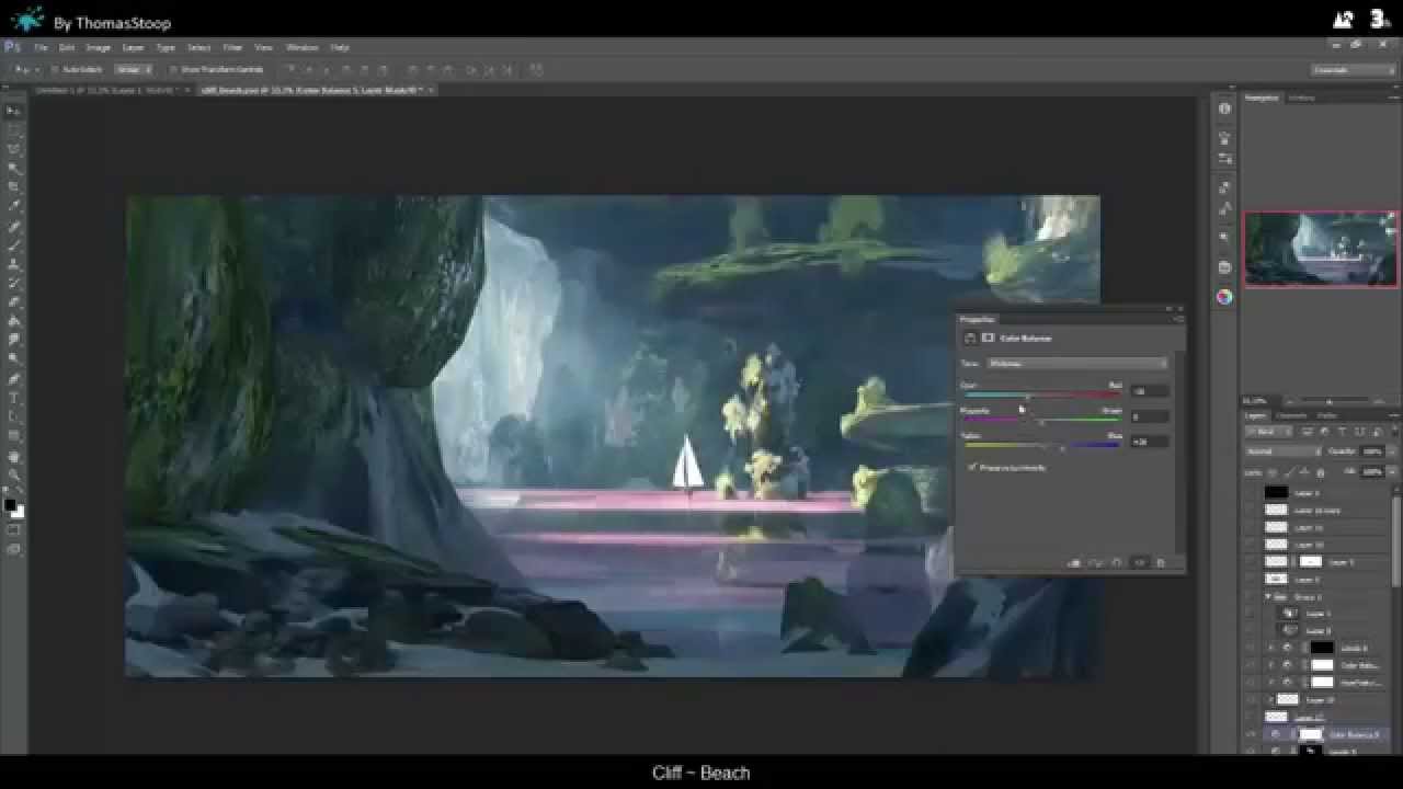 Concept Art Session by Thomas Stoop - 3h Digital Painting - Cliff ~ Beach
