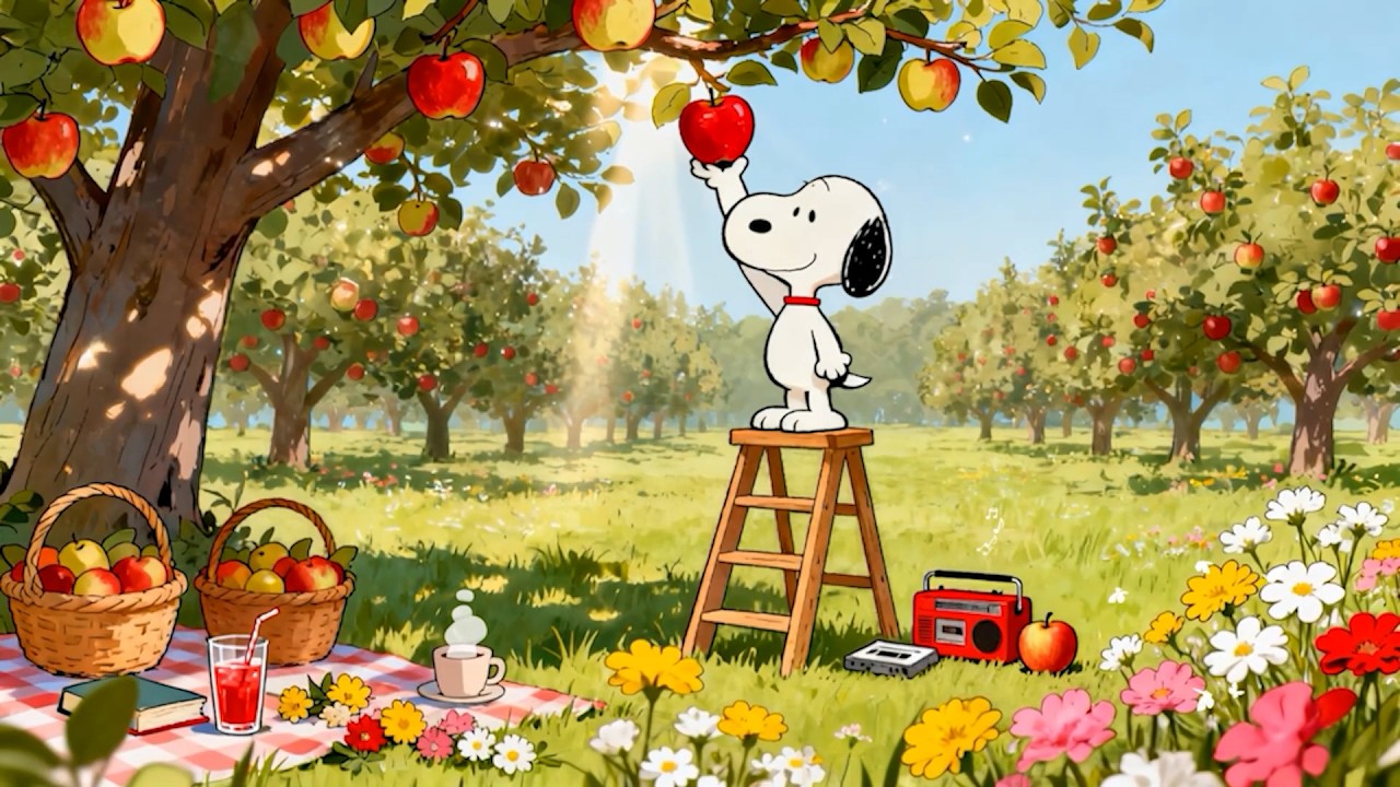 Snoopy&rsquo;s Summer Orchard Escape 🍎🎧 Soft Lofi Beats for Chill, Study & Peaceful Vibes