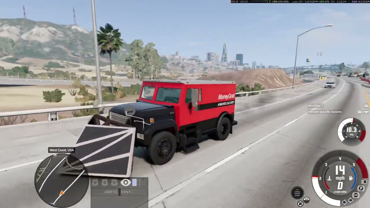 Can't catch this armored truck #trending #gaming #beamngcrashes #youtube #policechase #chaos