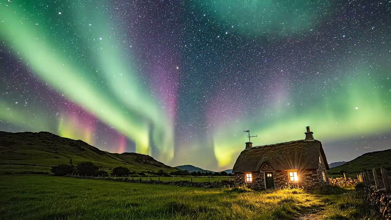 Retro 70s Aurora Escape: 8 Hours Ireland Northern Lights with Gentle Light Wind Ambient