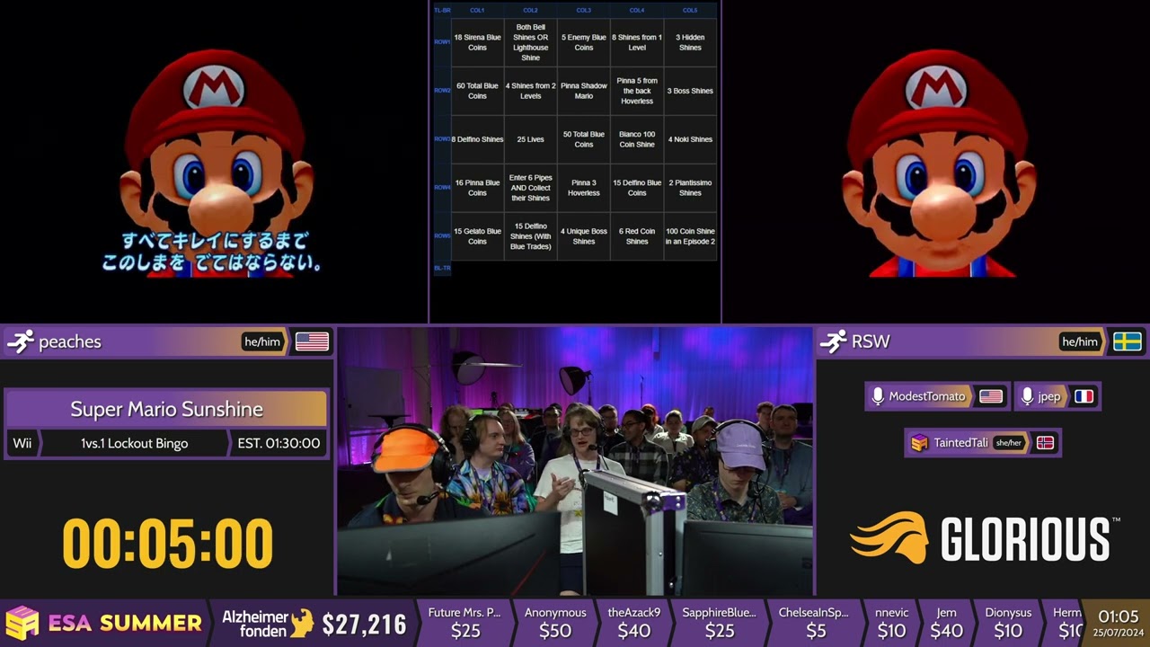 Super Mario Sunshine [1vs.1 Lockout Bingo] by peaches and RSW - #ESASummer24