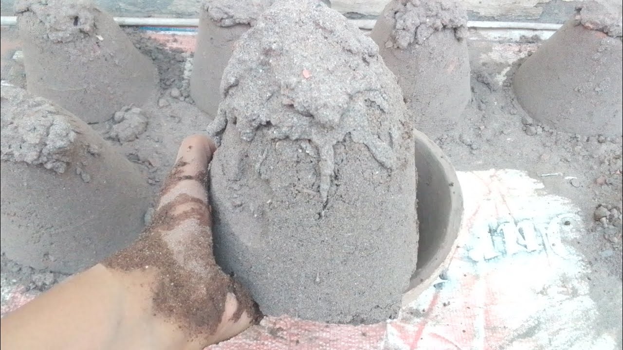 Stoney sandcement Tex 🪨 gamla shapes✨ dry claypot crumbling and water 💦 crumbling🤤😋 