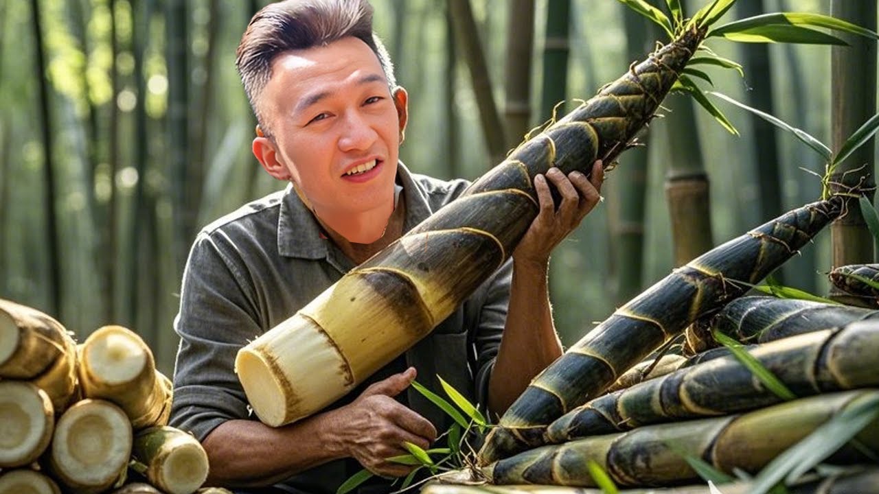 阿峰发现巨笋的芽，挖开竟然长半米，一个笋够做一桌酒席太爽了！【乡村阿峰】