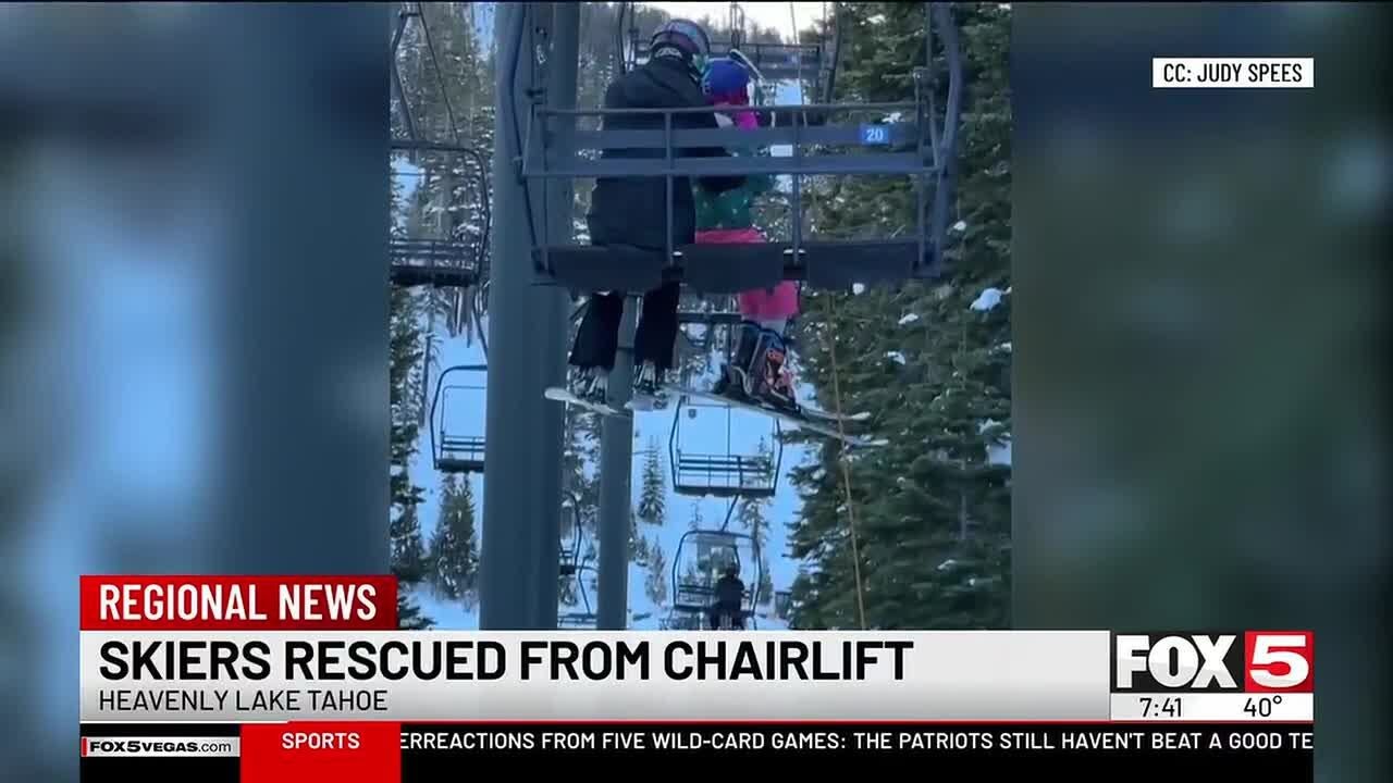 Skiers rescued from chair lift at Lake Tahoe