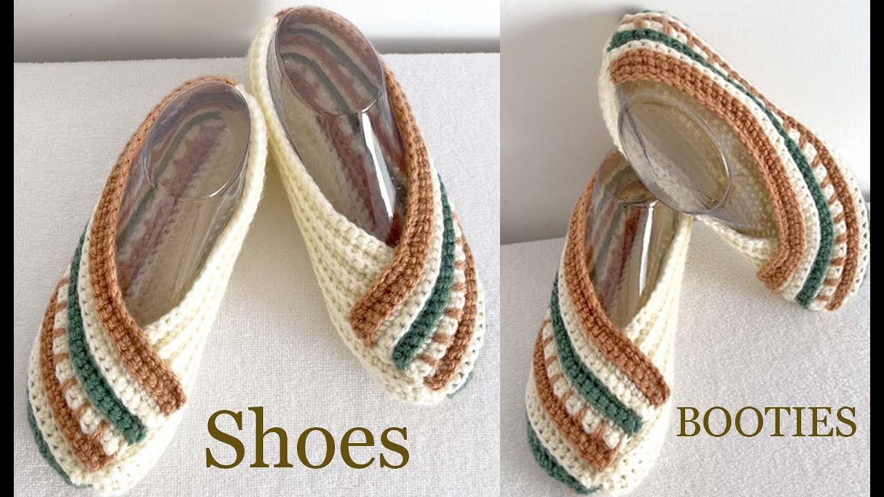 Como Hacer ZAPATOS PANTUFLAS Todas las Tallas Tejido a Crochet de Cuadrado o Rectángulo