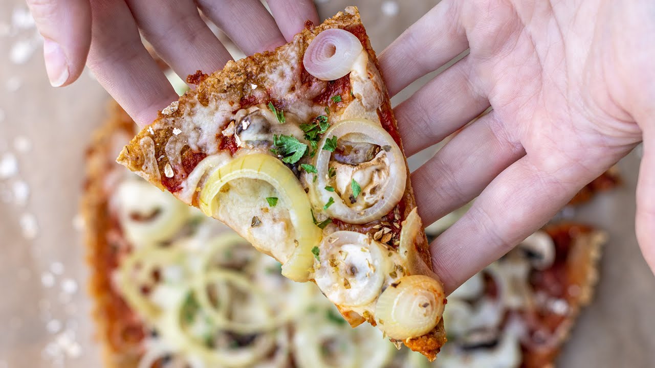 🥕 Vegane Haferflocken Pizza ohne Hefe