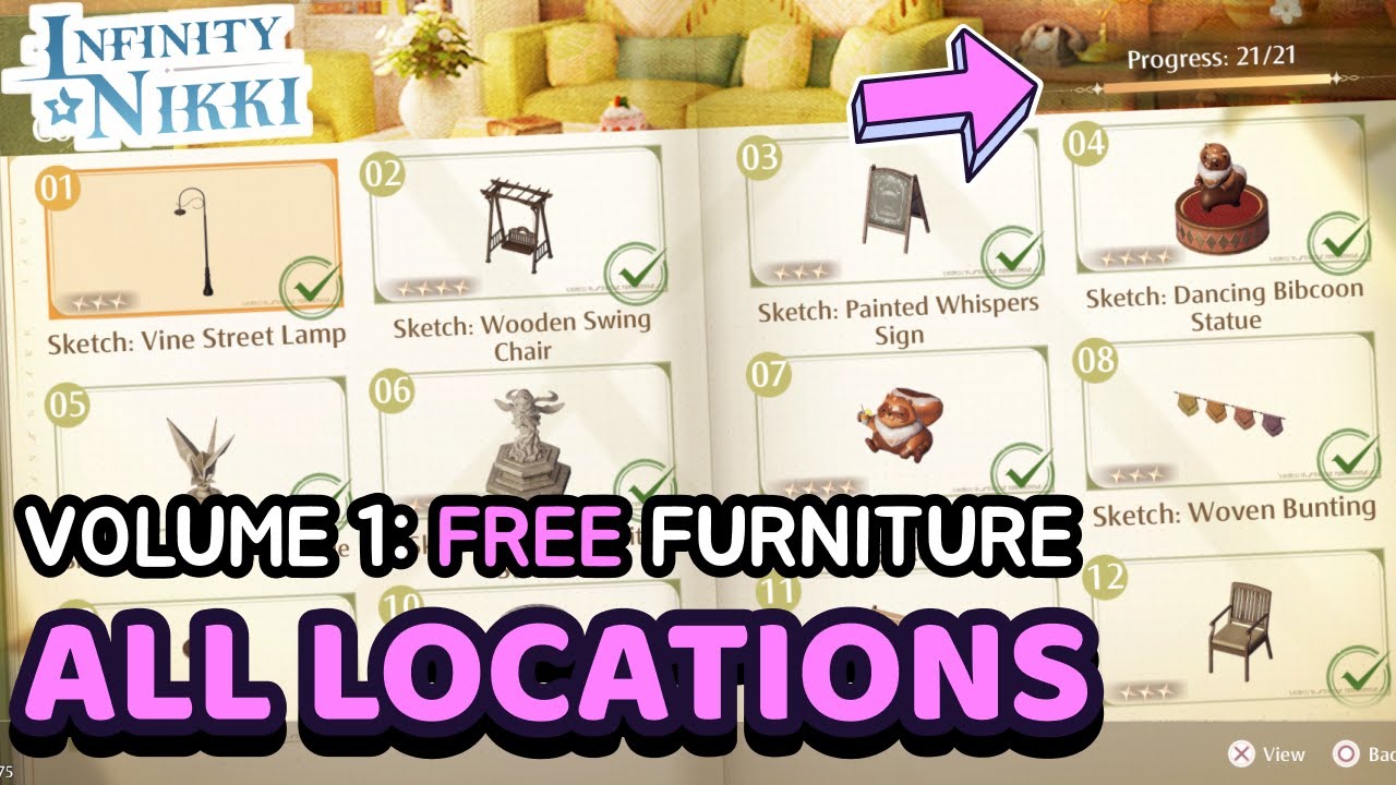 ALL FURNITURE LOCATIONS 🪑 Full Guide & How to Unlock Decor Catalog in Infinity Nikki 💜 VOLUME #01