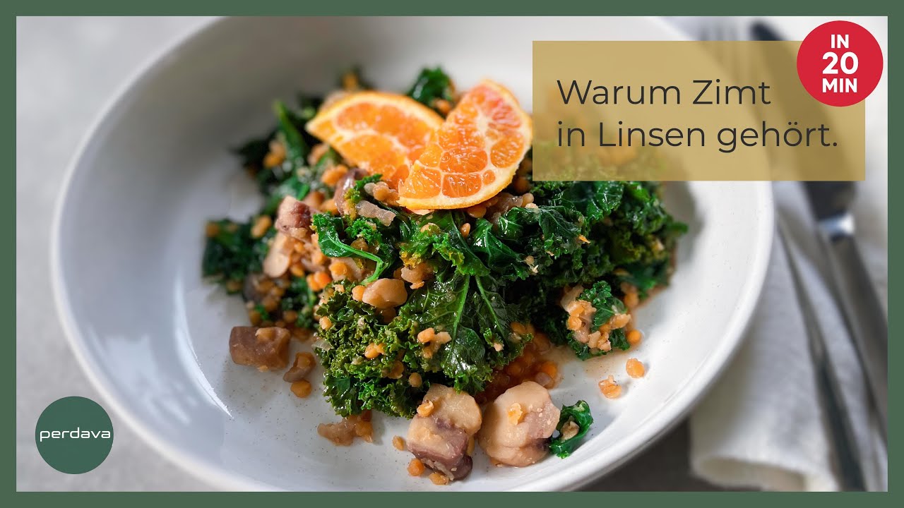 Herzhaft & schnell  Grünkohl mit roten Linsen & Kastanien  . One-Pot Wintergericht #veganerezepte