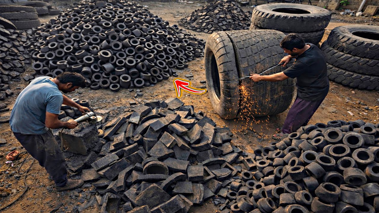 Making Car Suspension Bushes from Old Tyre || Turning Old Tyre into Useful Products || 