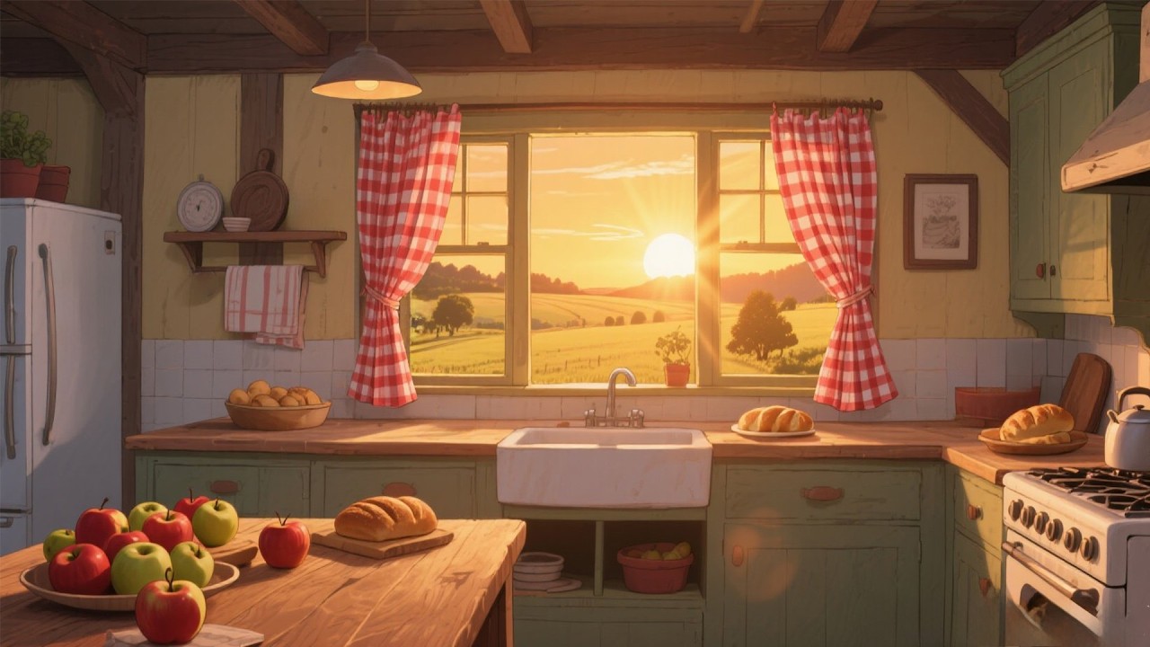 A Vintage 1940s Farmhouse Kitchen — Another Room Where Pots Simmer Gently on a Rustic Stove