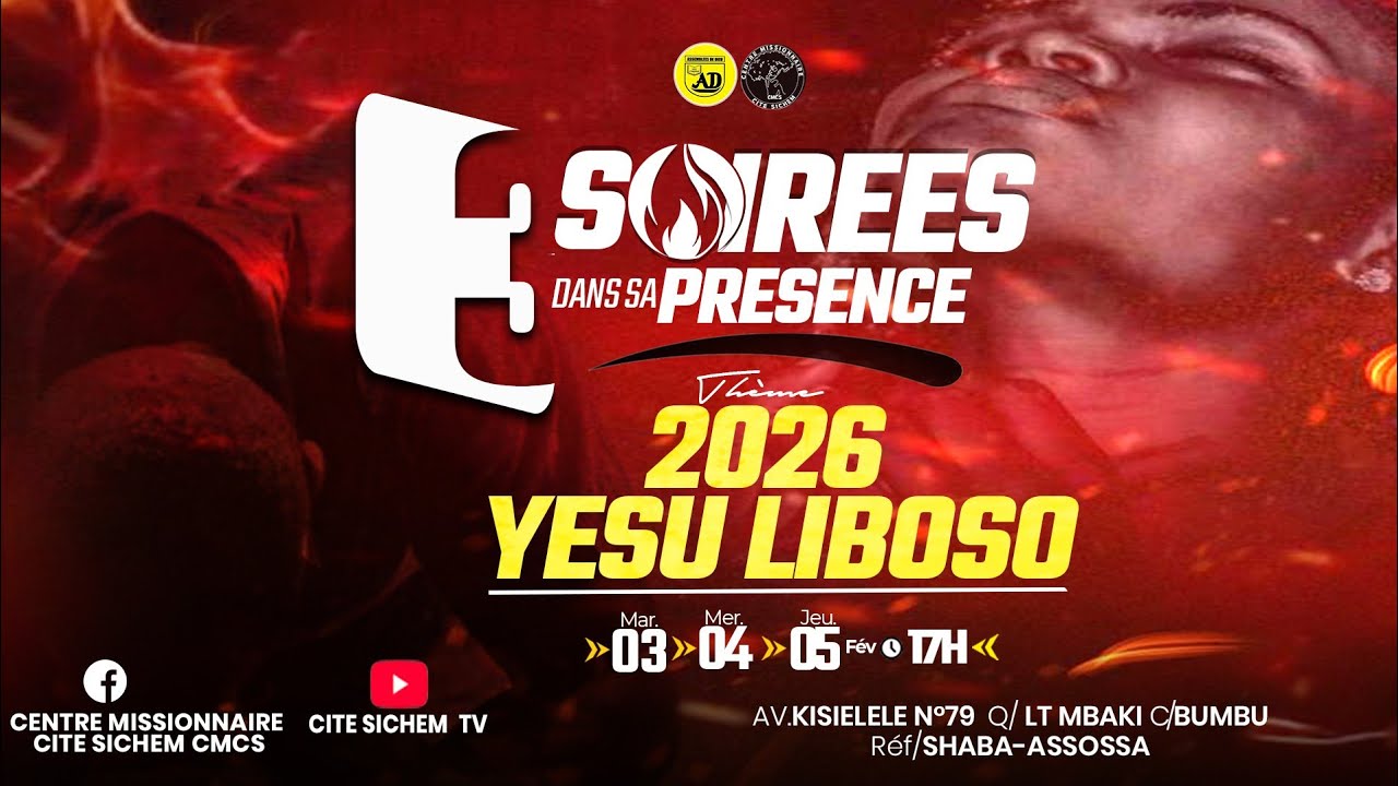 3 SOIRÉES DANS SA PRESENCE 1er JOUR/2026 YESU LIBOSO/AVEC LE RÉVÉREND JB ANTOINE/03-02-2026