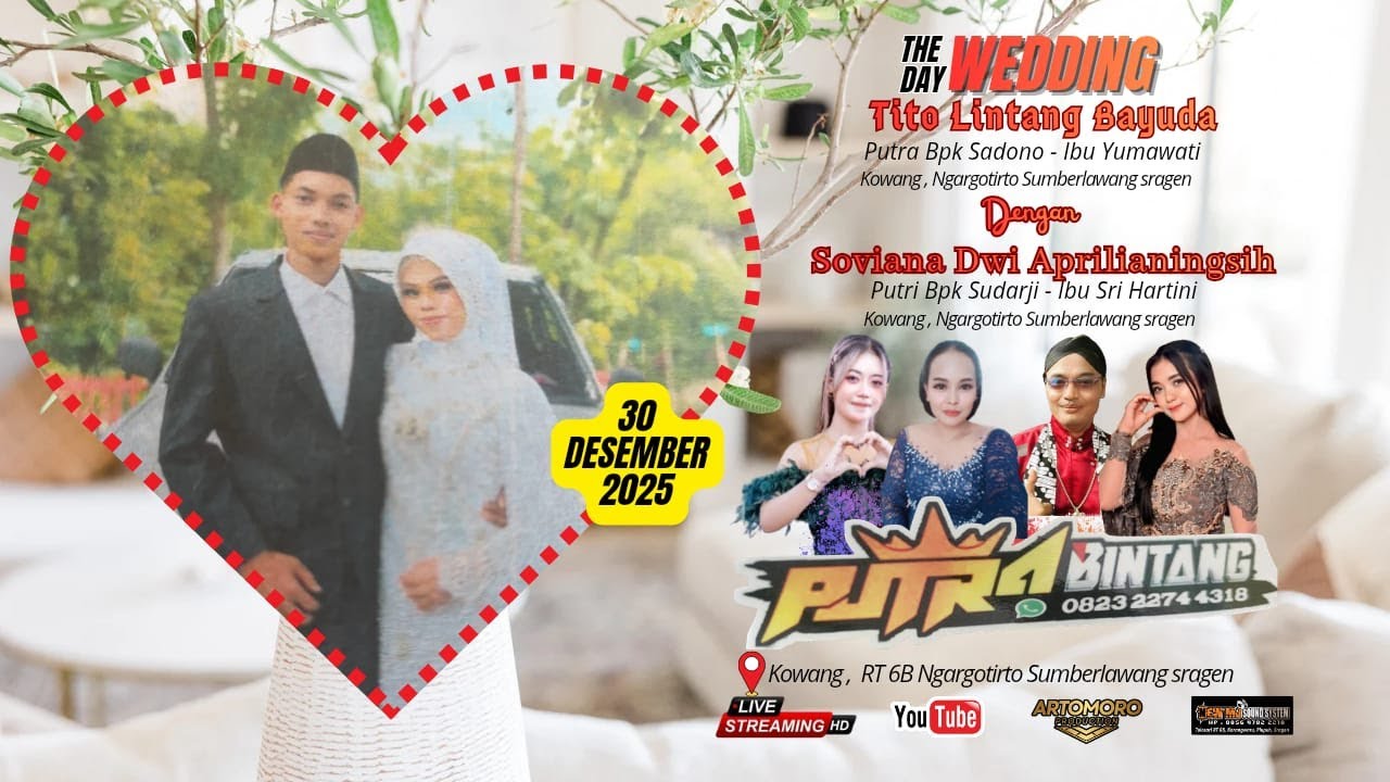 LIVE PUTRA BINTANG // WEDDING TITO & SOVI // ARTOMORO HD & MJ AUDIO PLUPUH // KOWANG 30 DES 2025