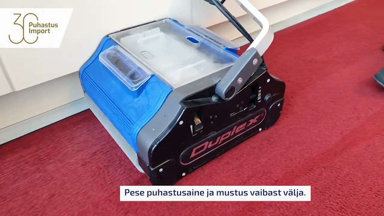 Vaiba puhastamine Duplex 340 Standard vaiba-  ja põrandapesumasinaga ja Kiehl puhastusainetega,