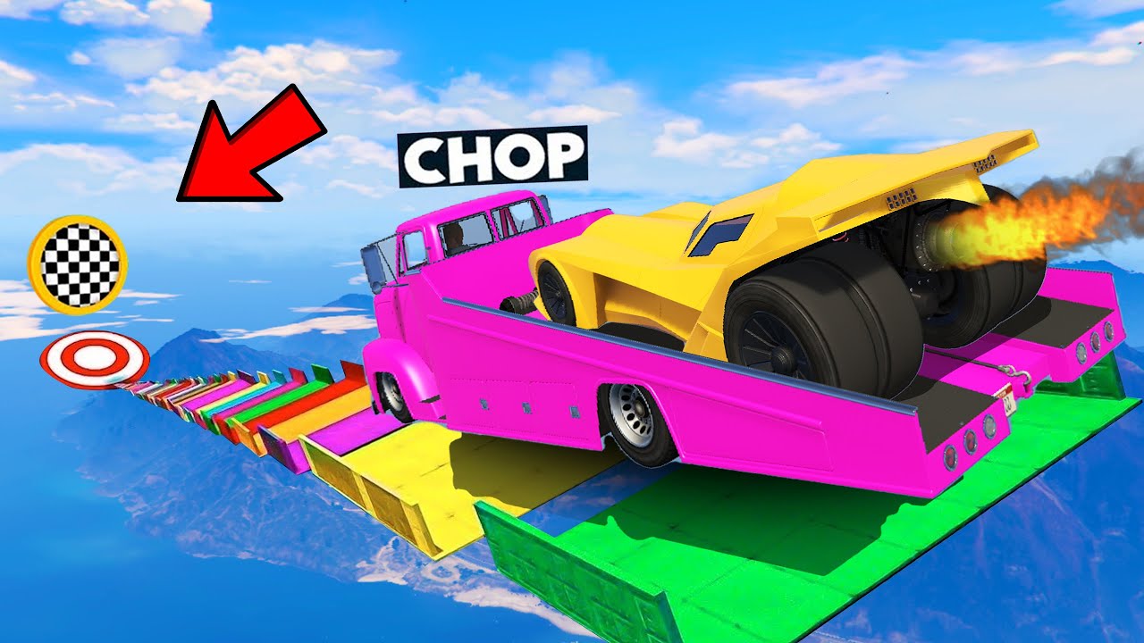 GTA 5 Epic Car Mega Ramp Challenge! Can We Survive with Chop?