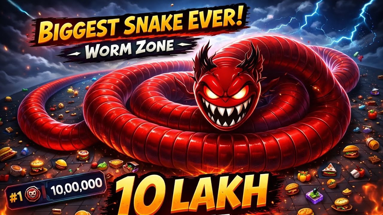 Biggest snake with 1Million views, worm zone game !