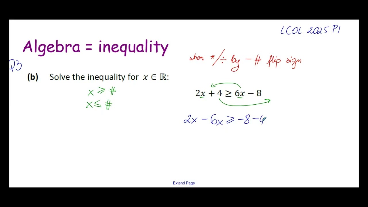 2025 LCOL Maths P1 Q3(b) | Algebra Inequalities Explained