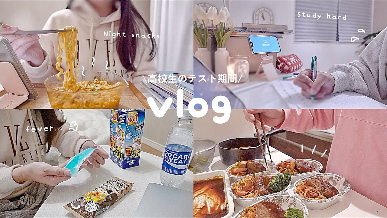高校生のテスト週間のvlog📚前日に発熱して終わりかける