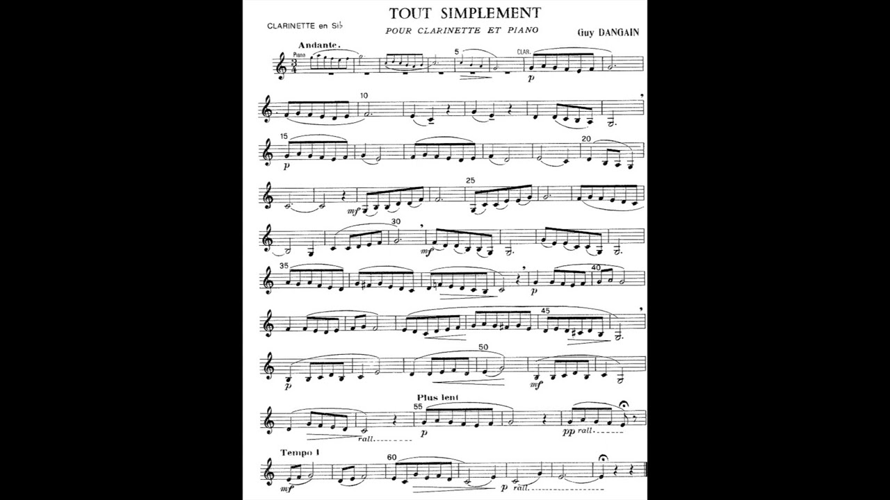 Tout Simplement, Guy Dangain  - Play along clarinet