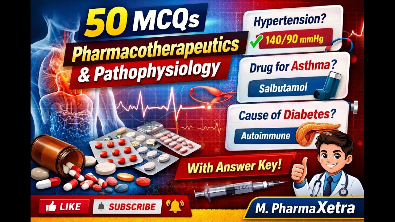 PHARMACOTHERAPEUTICS AND PATHOPHYSIOLOGY 50 MCQS