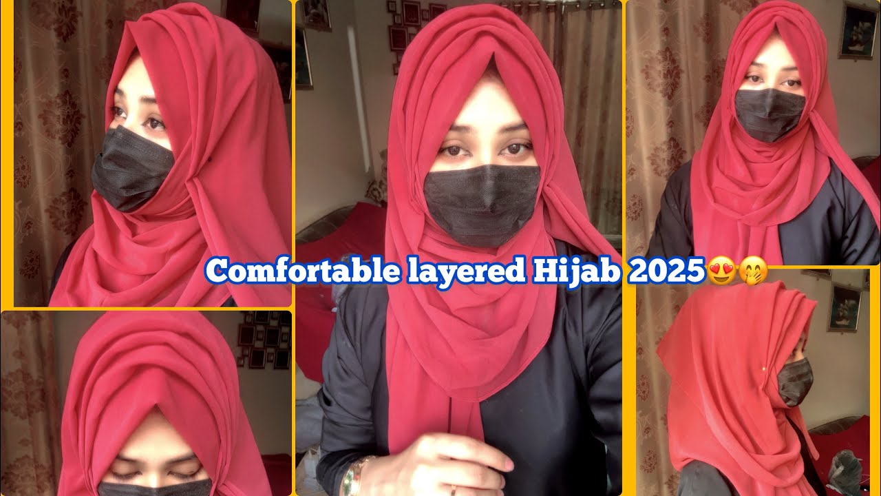 Comfortable Layered Hijab Tutorial |Full Coverage Hijab Style | Chiffon Hijab 🧕❤️