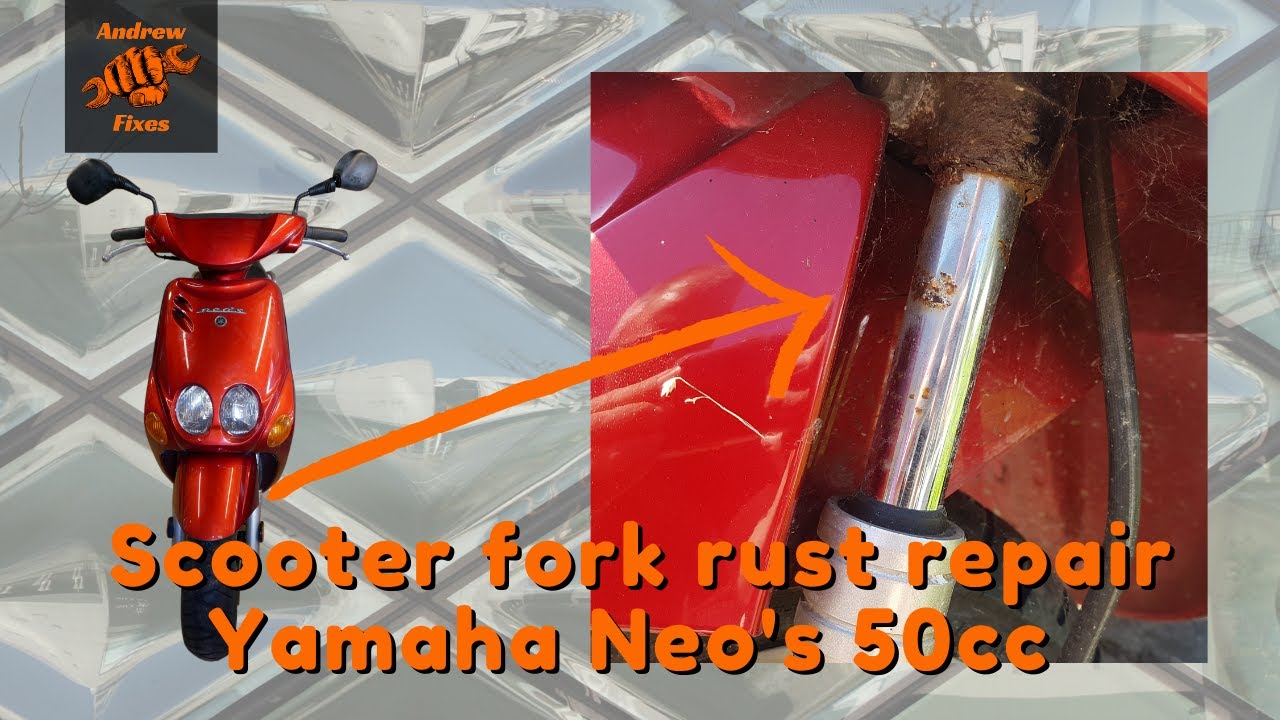 Снятие вилки скутера и ремонт ржавчины - Yamaha Neo 50