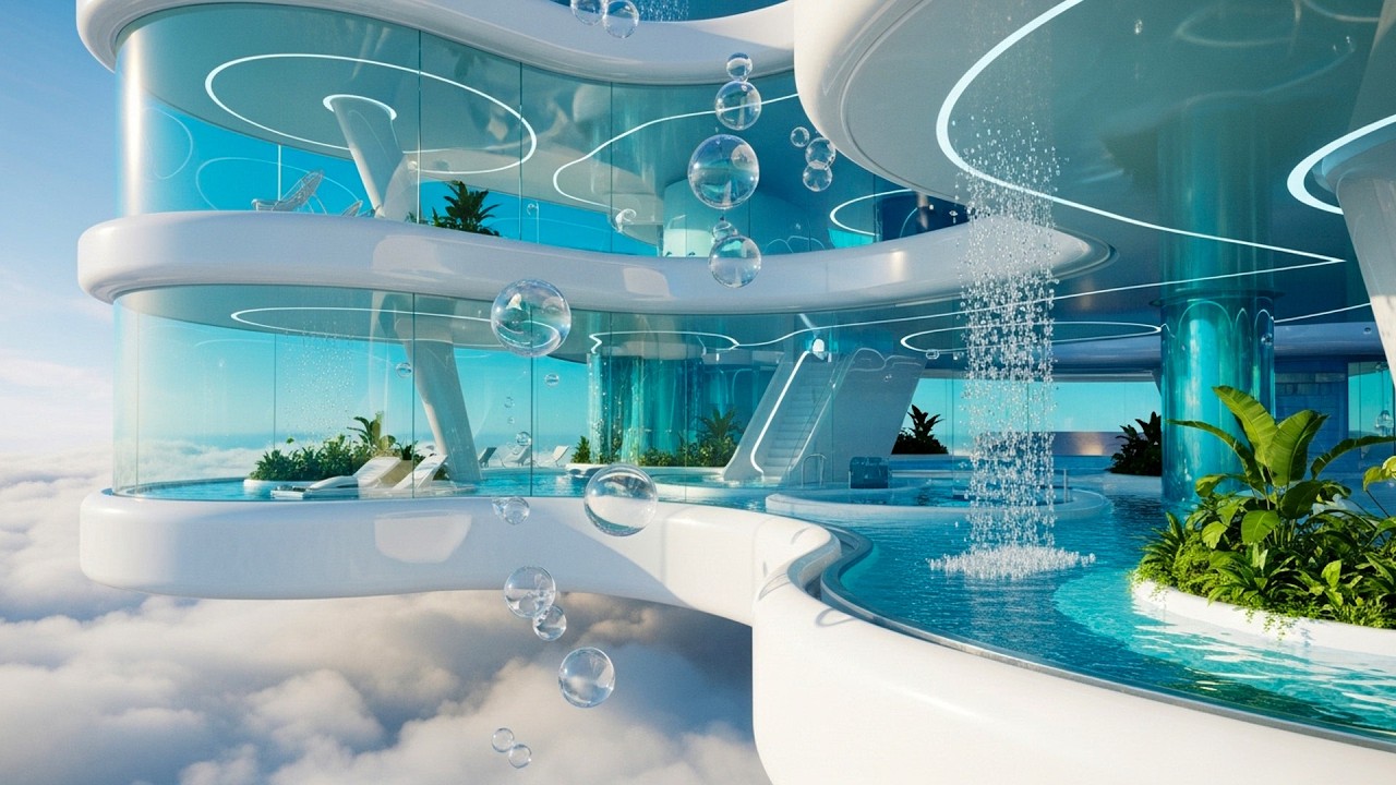 Frutiger Aero Floating Wellness Spa 4K | Calm Ambient Music | Early 2000s Nostalgia