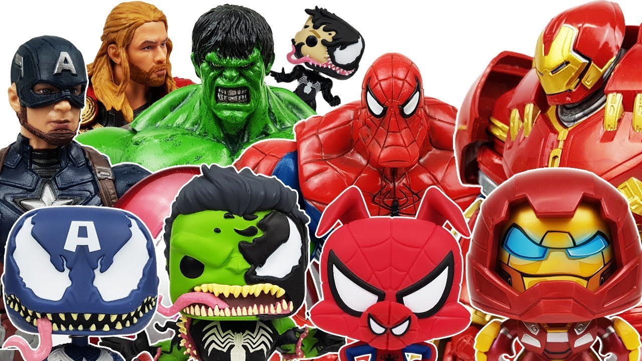 Avengers vs Thanos & Funko Venom Battle! Go~! Spider Man, Thor, , Iron Man, Hulk, Captain America
