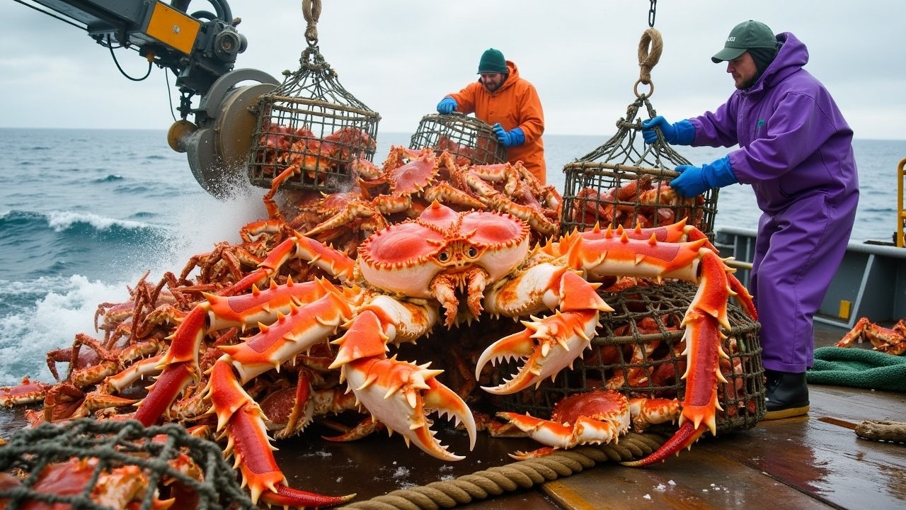 Unbelievable Giant King Crabs Caught in Ice Cold Waters – The Deadliest Crab Traps in America!