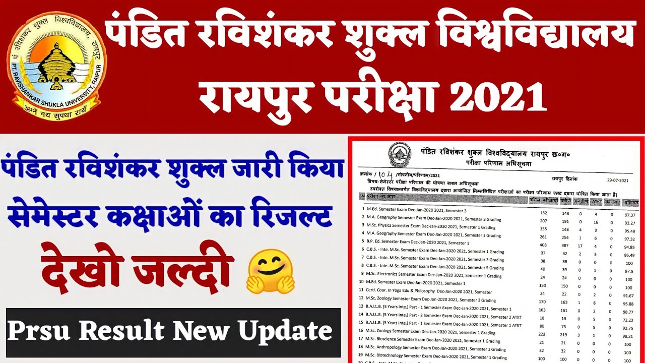 Prsu Semester exam result notification 2021। Prsu Semester exam result new update 2021Prsu result 21