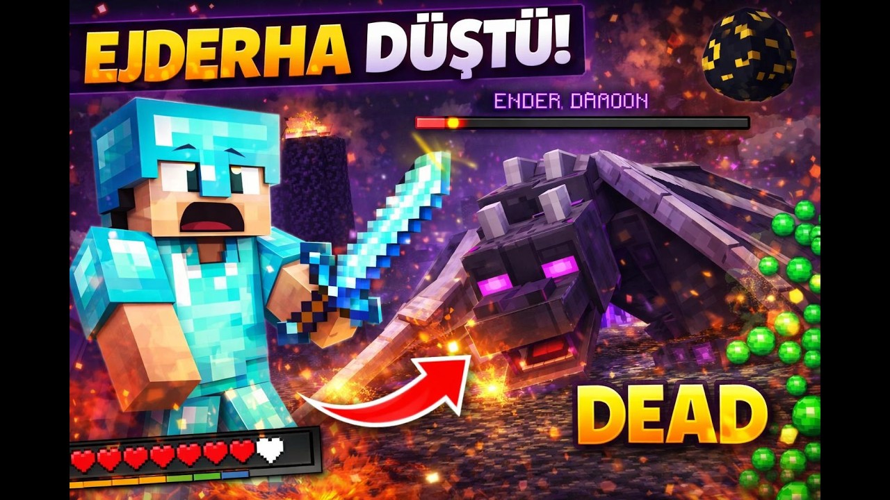 Ender Dragonu Tek Başıma Kestim Bölüm 9|Minecraft Survival