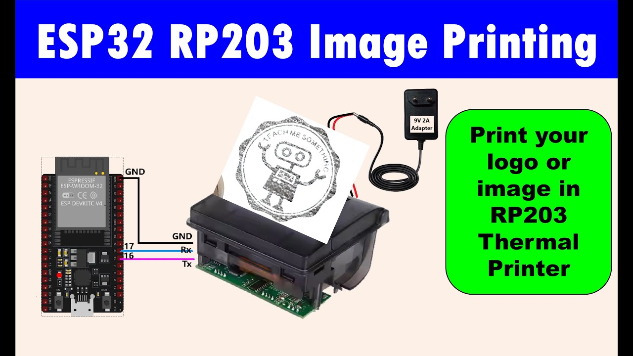 Thermal Printer Image Printing | ESP32 RP203 | Print Custom Logo from Code | Embedded Demo