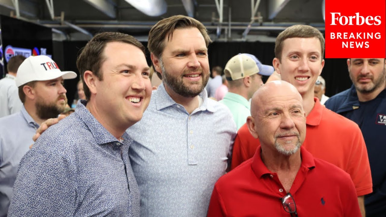 JUST IN: JD Vance And Donald Trump Jr. Walk Through Pits, Meet Drivers At Charlotte Motor Speedway