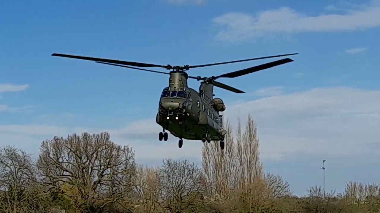 Chinook practising on the field at work today  ... and a nice wave from the Loadie as they departed