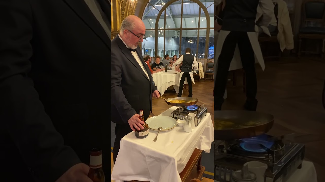 cr&ecirc;pe flamb&eacute;e au grand marnier at Train Bleu in Paris #travel #france #food @ChannelGriffin